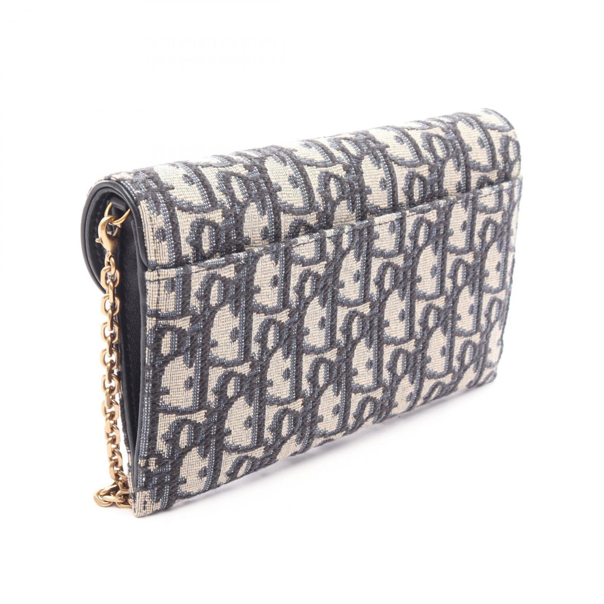 Christian Dior Beige Navy Canvas Leather Shoulder Bag (Pre-Owned)