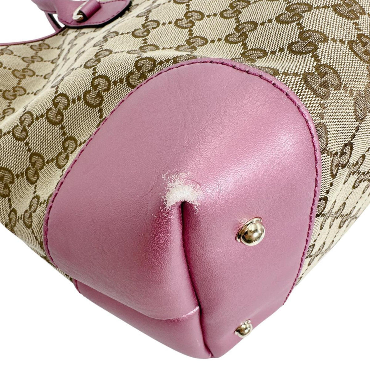 Gucci Brown Pink Gg Canvas Tote Bag (Pre-Owned)