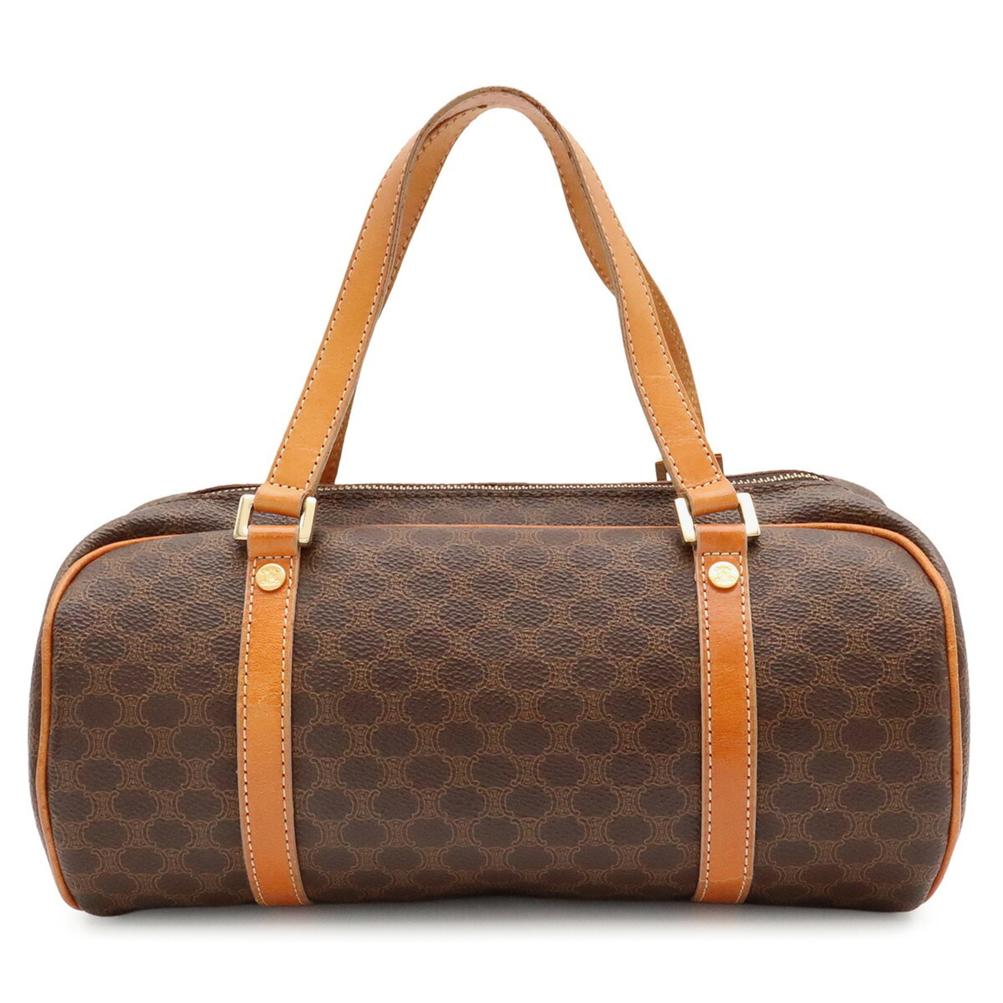 Celine Dark Brown Light Brown Coated Canvas Handbag (Pre-Owned)