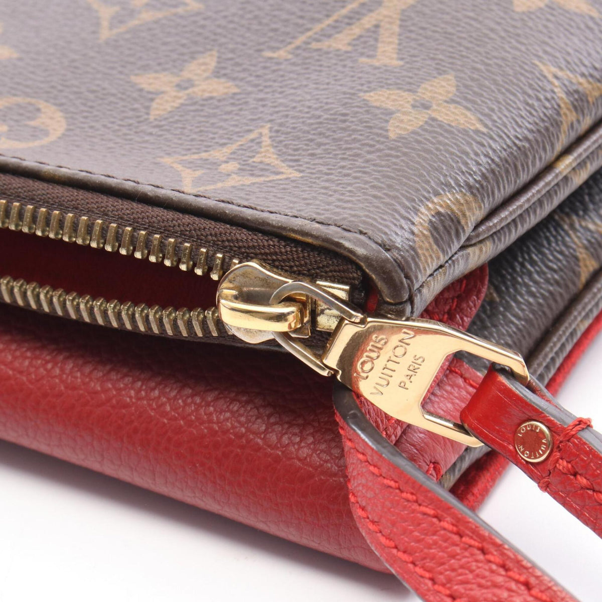 Louis Vuitton Brown Red Color Coated Canvas Leather Handbag Shoulder Bag (Pre-Owned)
