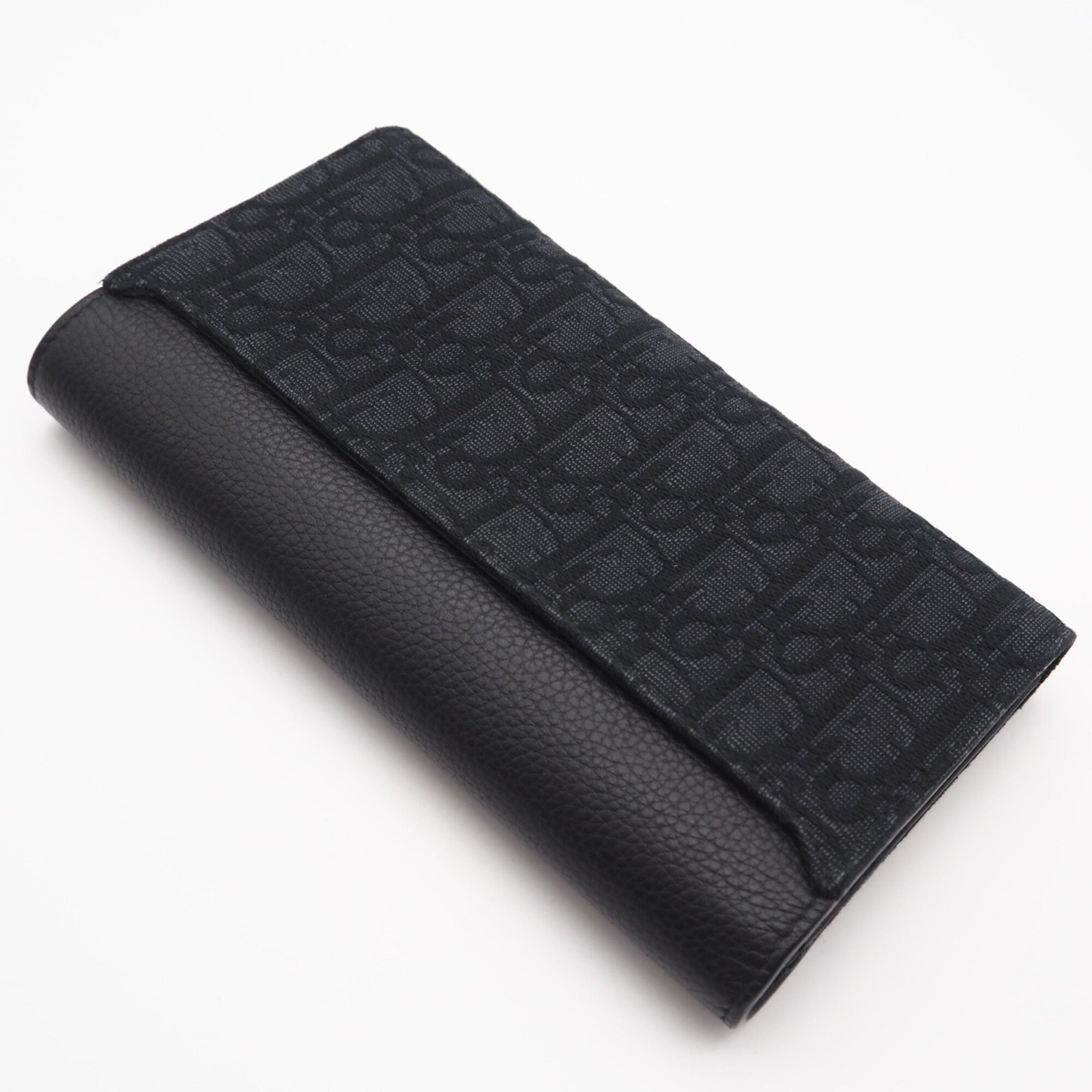 Christian Dior Black Canvas Leather Long Wallet (Bi-Fold) (Pre-Owned)
