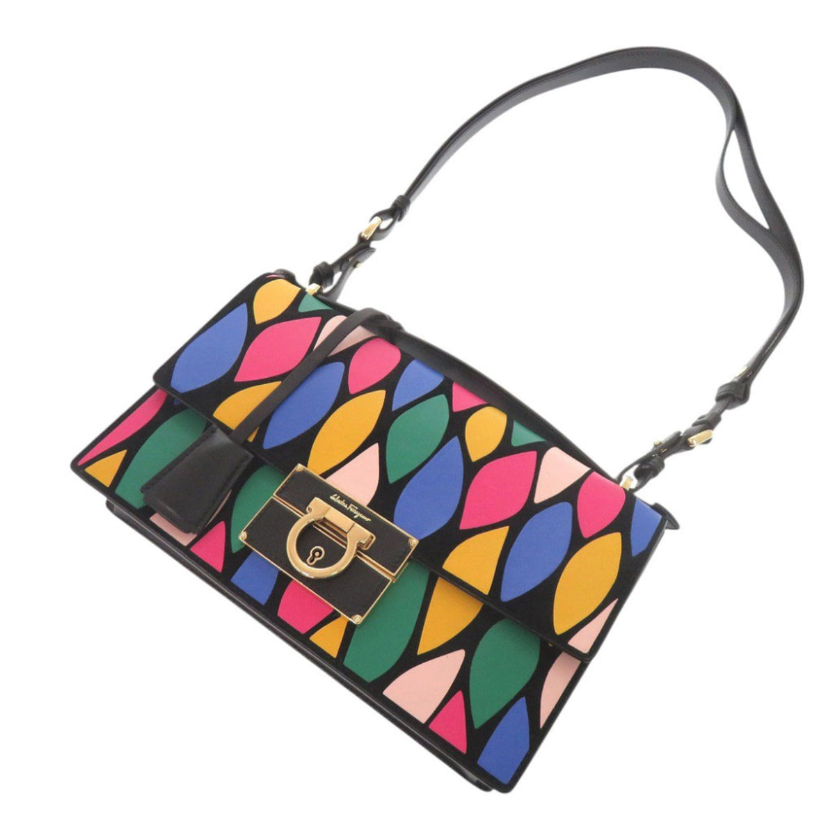 Salvatore Ferragamo Multi-Color Leather Suede Handbag Shoulder Bag (Pre-Owned)
