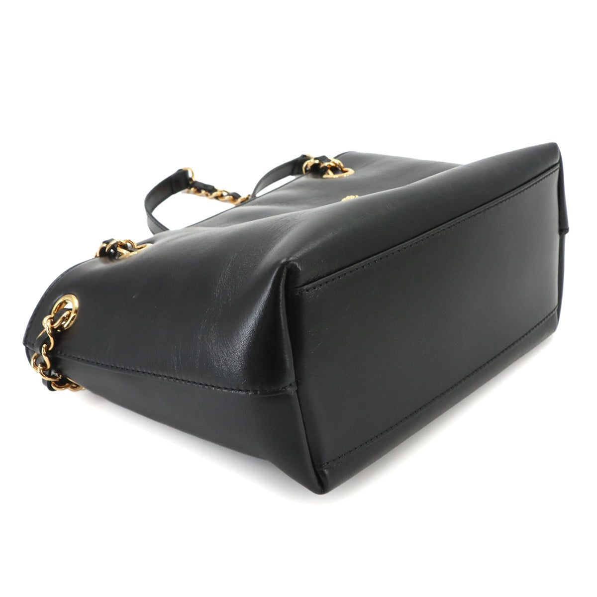 Versace Black Leather Handbag Shoulder Bag (Pre-Owned)