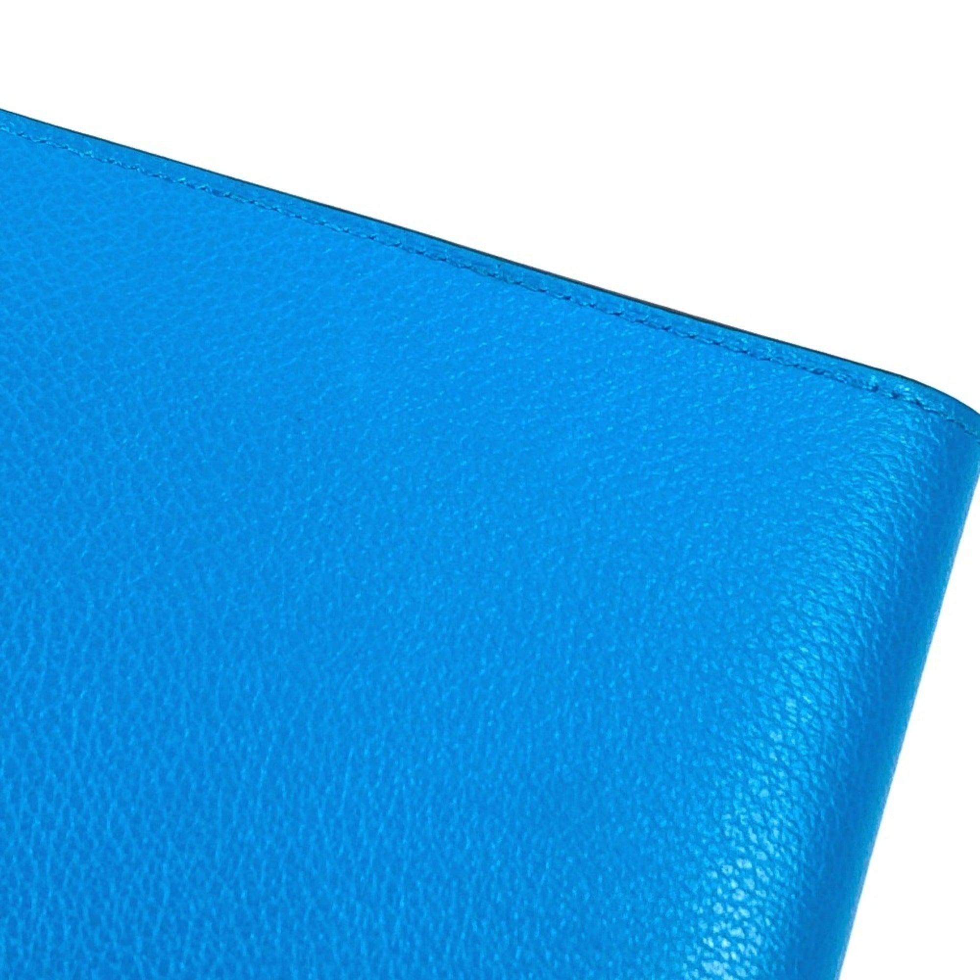 Hermes Blue Green Evercalf Leather Long Wallet (Bi-Fold) (Pre-Owned)