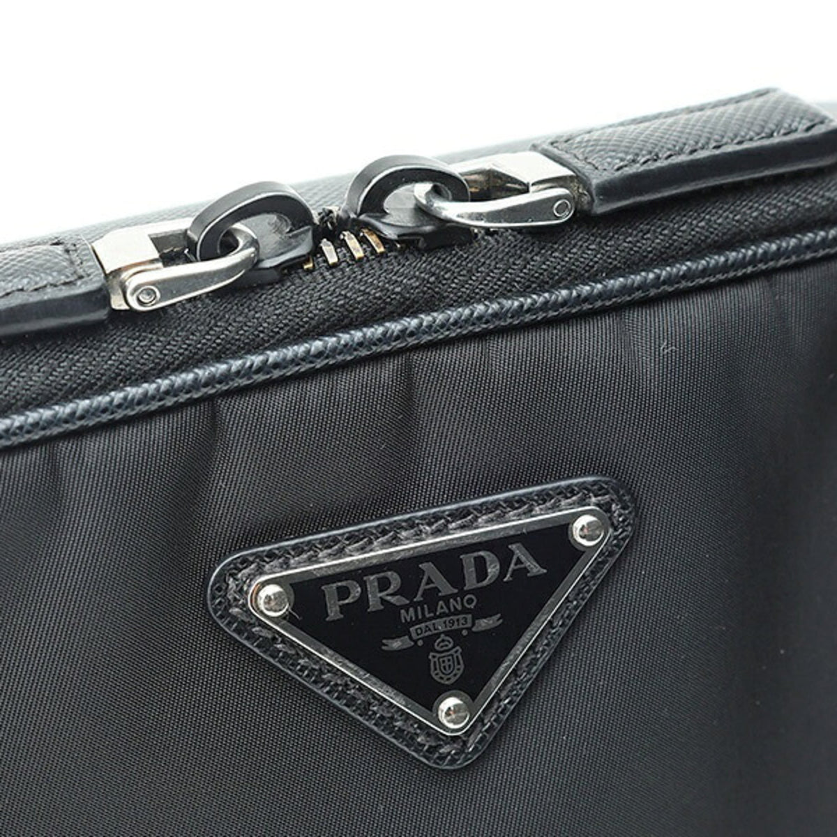 Prada Black Nylon Leather Pouch Shoulder Bag (Pre-Owned)
