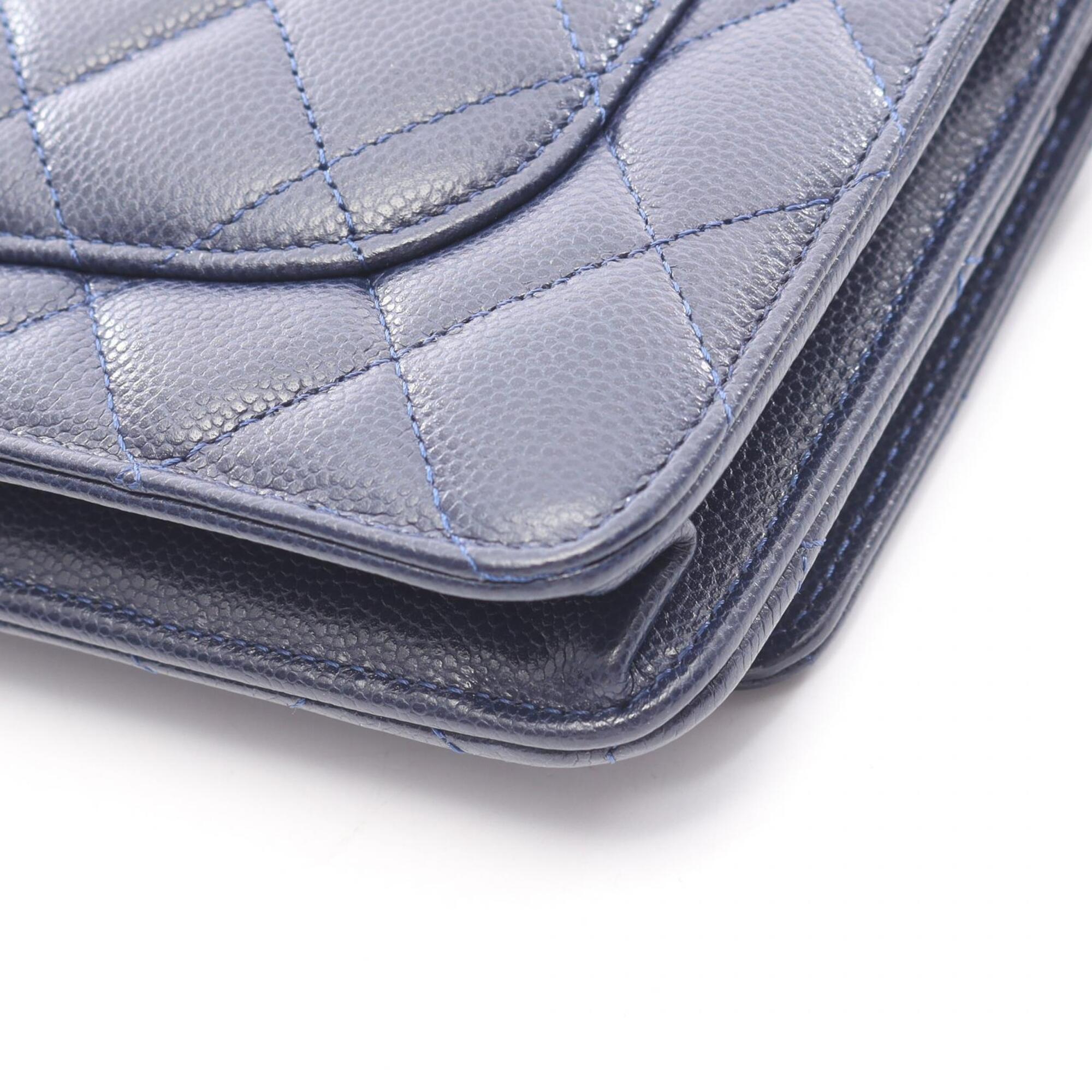 Chanel Navy Grained Calfskin Handbag Shoulder Bag (Pre-Owned)