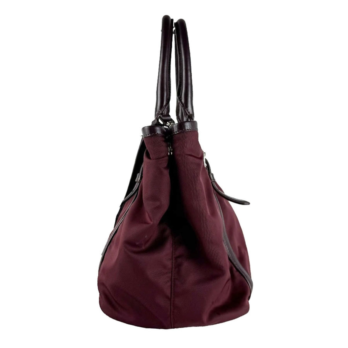 Prada Bordeaux Nylon Leather Handbag Shoulder Bag (Pre-Owned)
