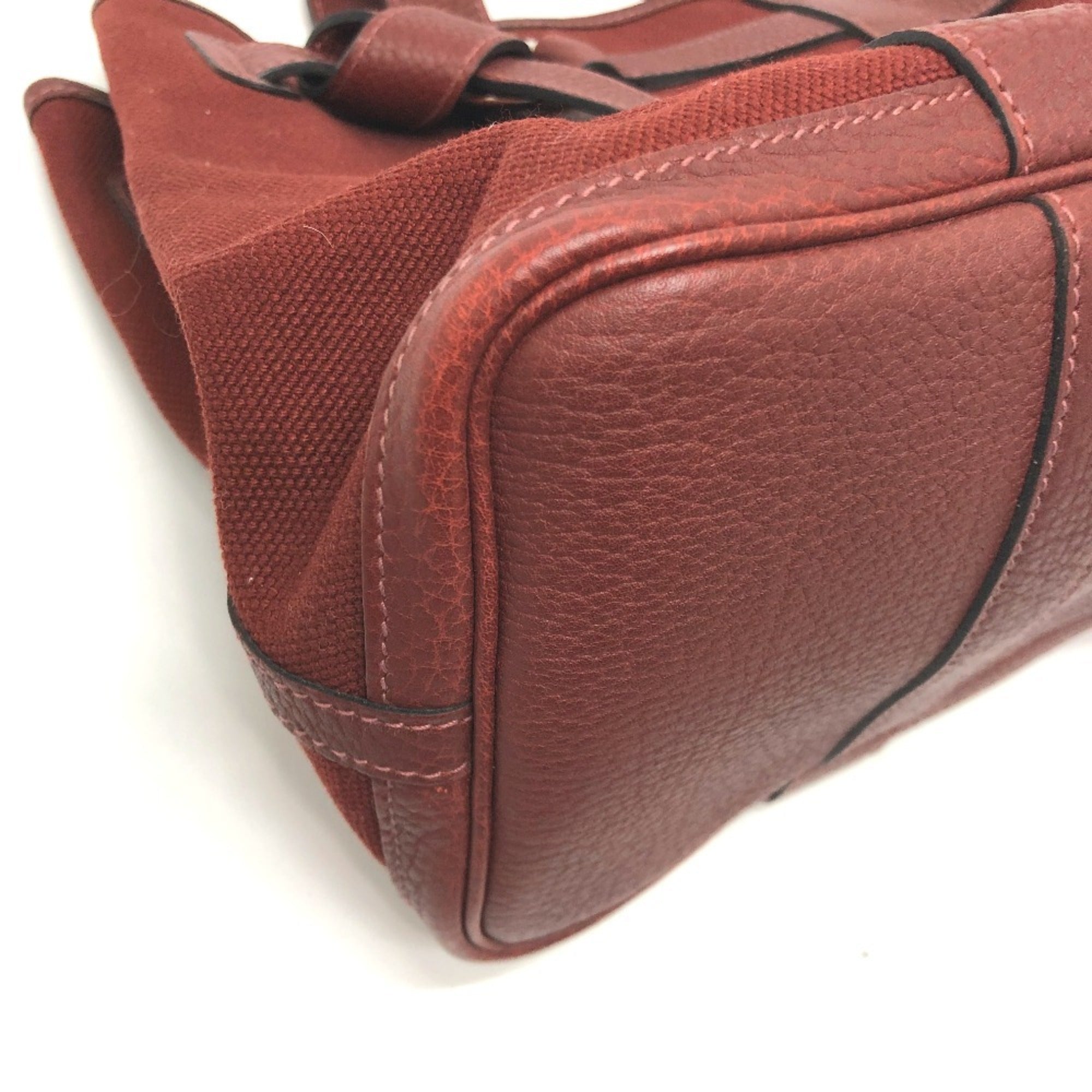 Hermes Bordeaux Canvas Leather Tote Bag (Pre-Owned)