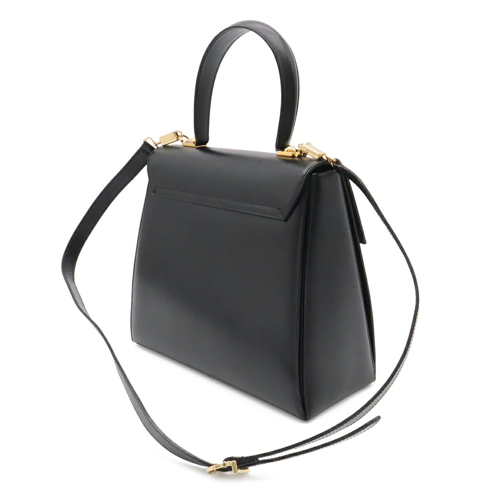 Salvatore Ferragamo Black Leather Handbag Shoulder Bag (Pre-Owned)