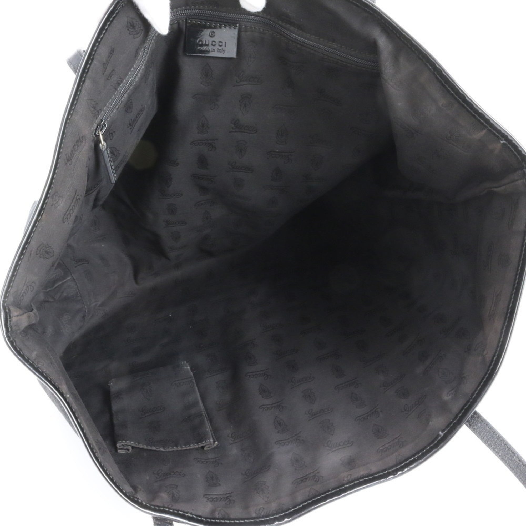 Gucci Black Leather Canvas Tote Bag (Pre-Owned)