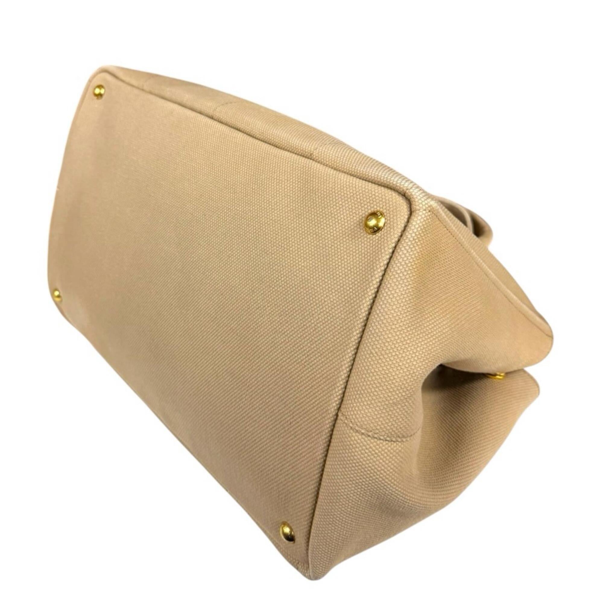 Prada Canapa Beige Canvas Handbag (Pre-Owned)