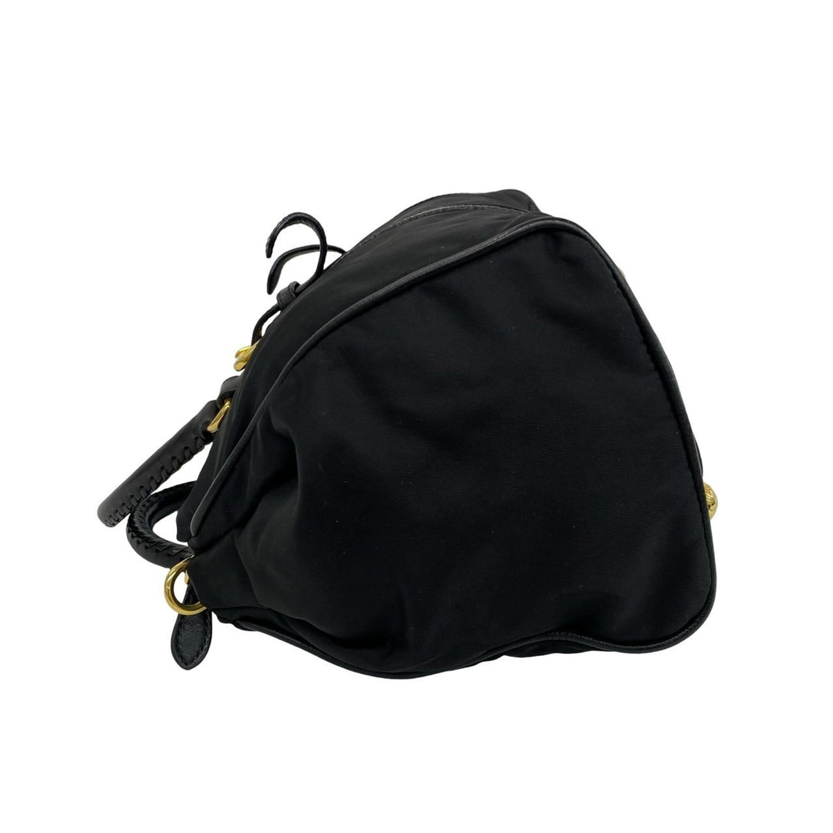 Prada Black Nylon Leather Handbag Shoulder Bag Tote Bag (Pre-Owned)
