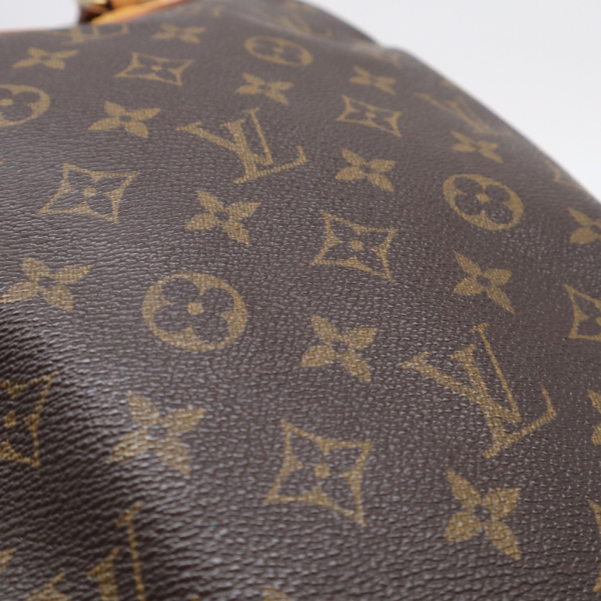 Louis Vuitton Beige Brown Monogram Coated Canvas Leather Handbag (Pre-Owned)
