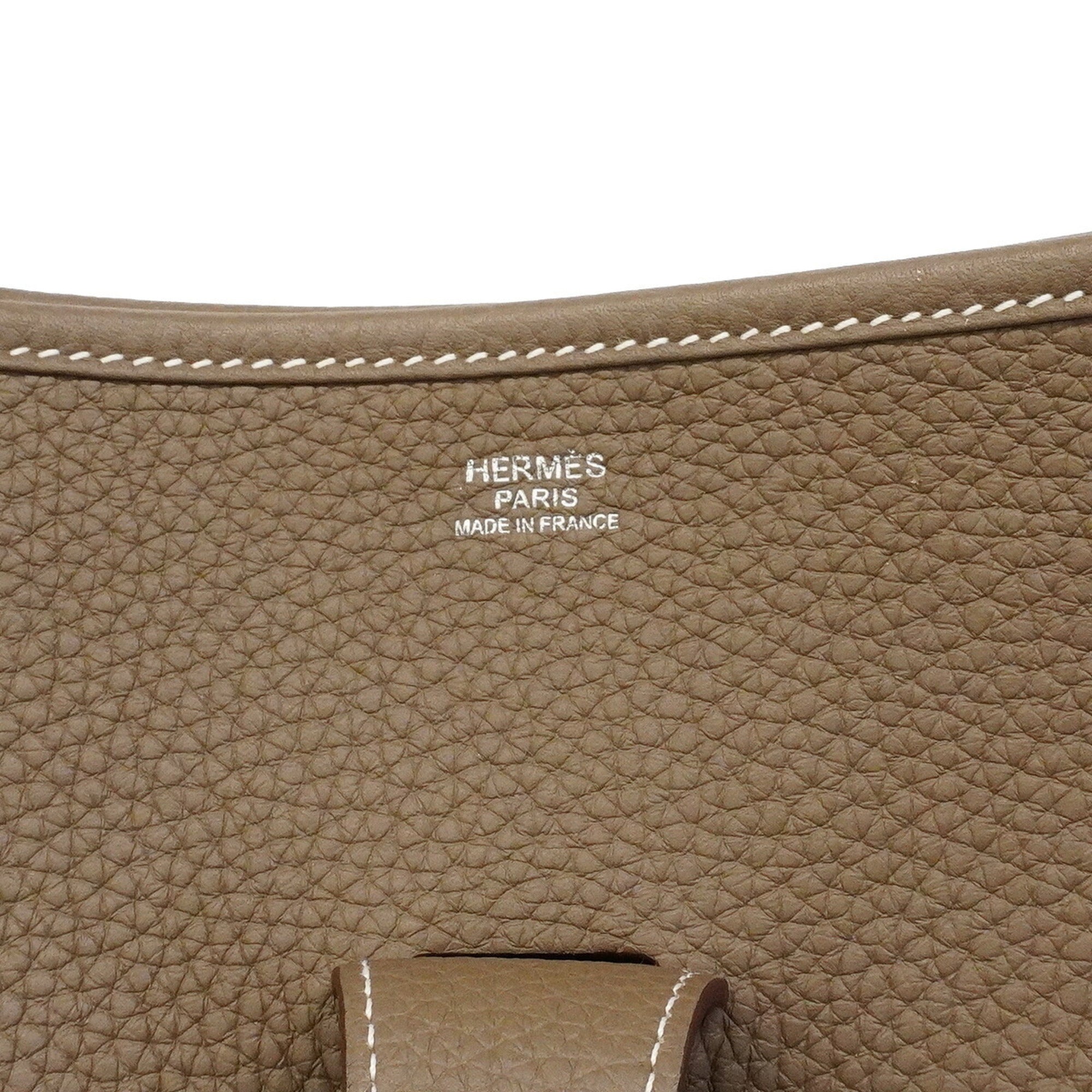 Hermes Etoupe Gray Taurillon Clemence Leather Shoulder Bag (Pre-Owned)
