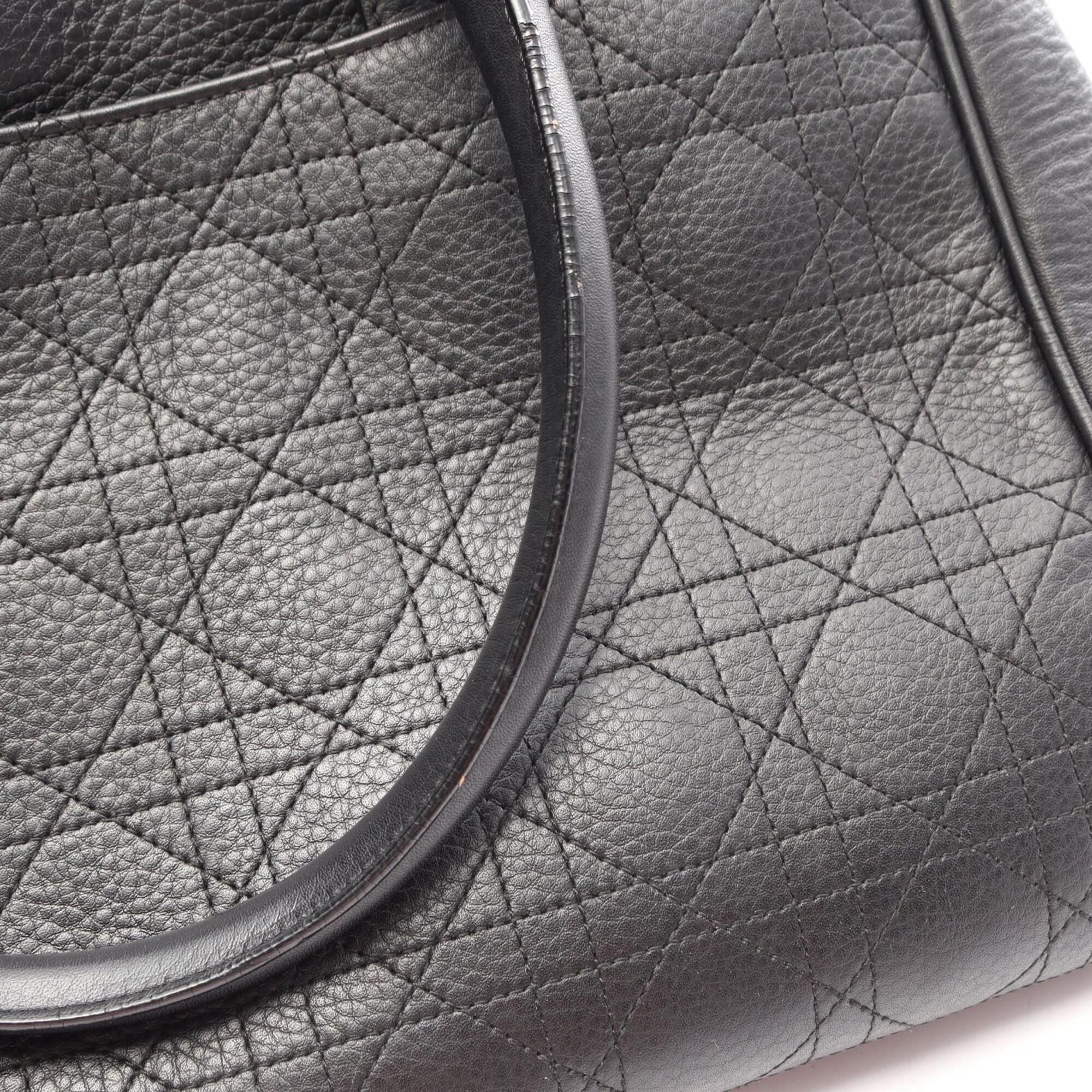 Christian Dior Black Leather Handbag Tote Bag (Pre-Owned)