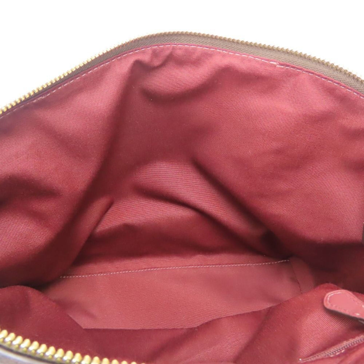 Coach Signature Brown Red Color Signature Line Leather Handbag (Pre-Owned)