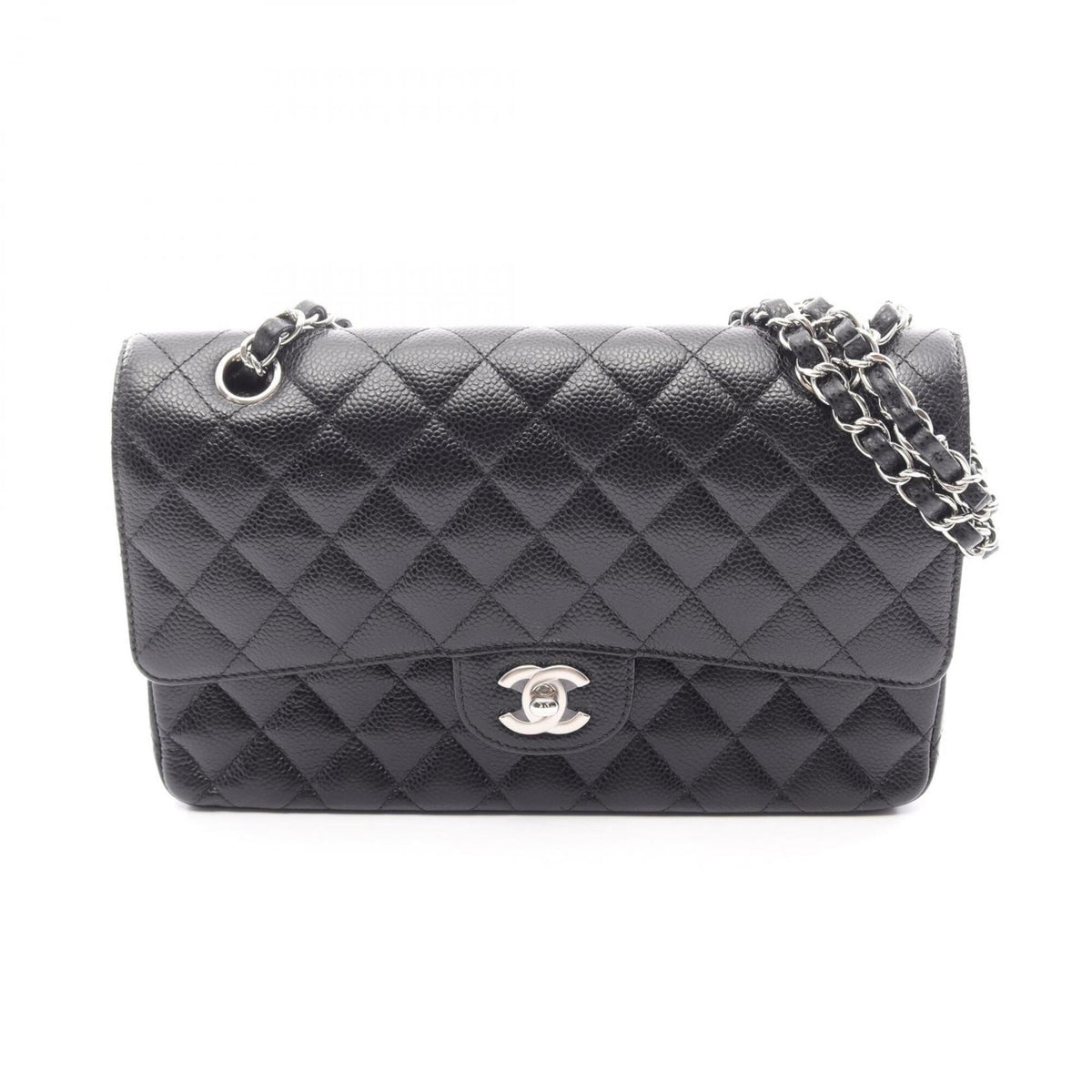 Chanel Black Grained Calfskin Handbag Shoulder Bag (Pre-Owned)