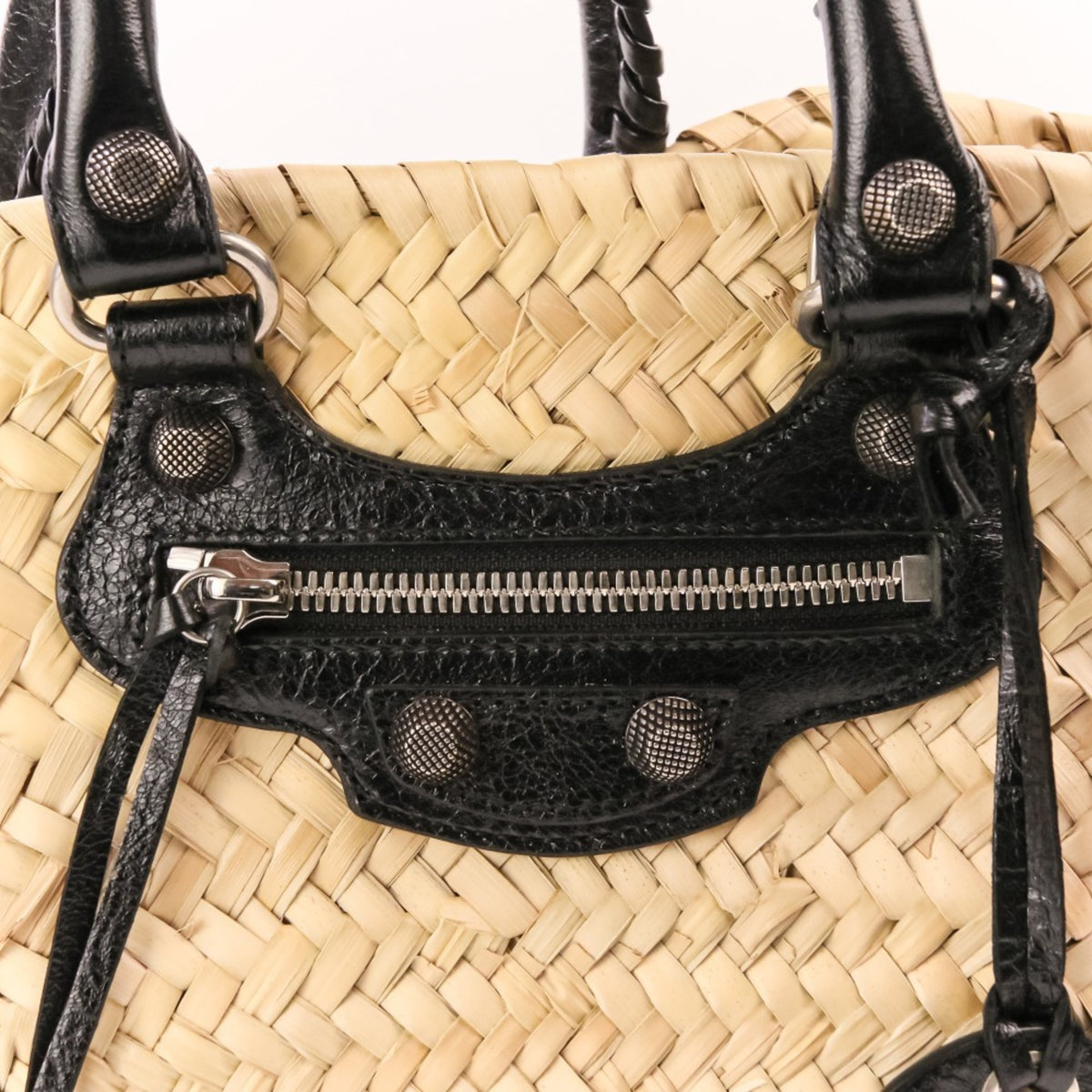 Balenciaga Beige Raffia Leather Basket Shoulder Bag (Pre-Owned)