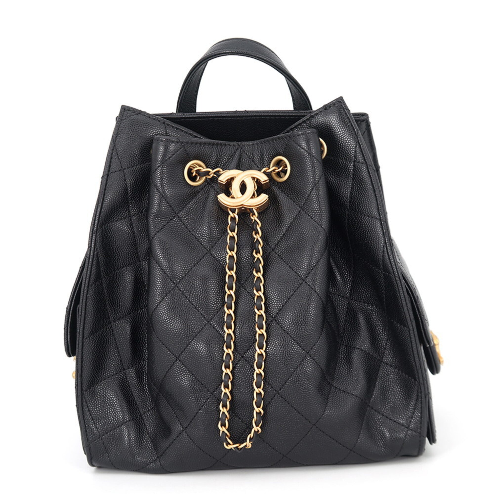 Chanel Black Grained Calfskin Handbag (Pre-Owned)