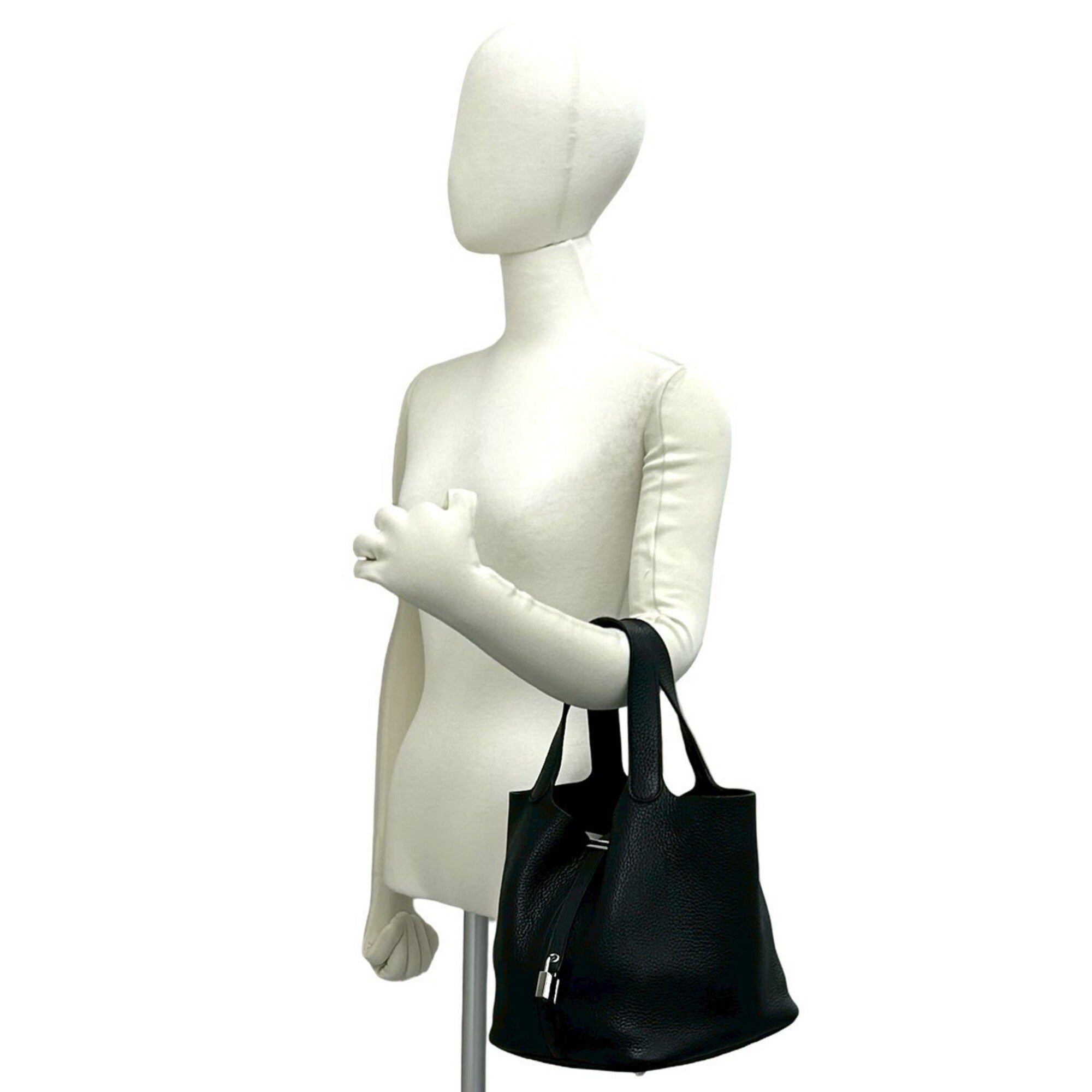 Hermes Black Taurillon Clemence Leather Handbag Tote Bag (Pre-Owned)