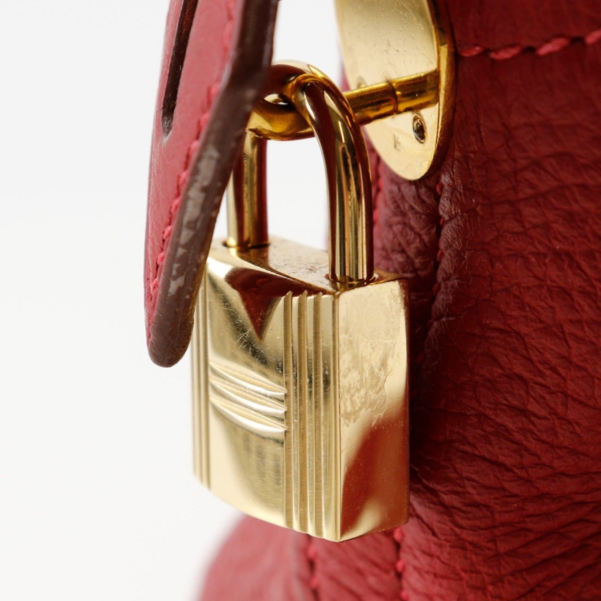 Hermes Red Color Taurillon Clemence Leather Handbag (Pre-Owned)
