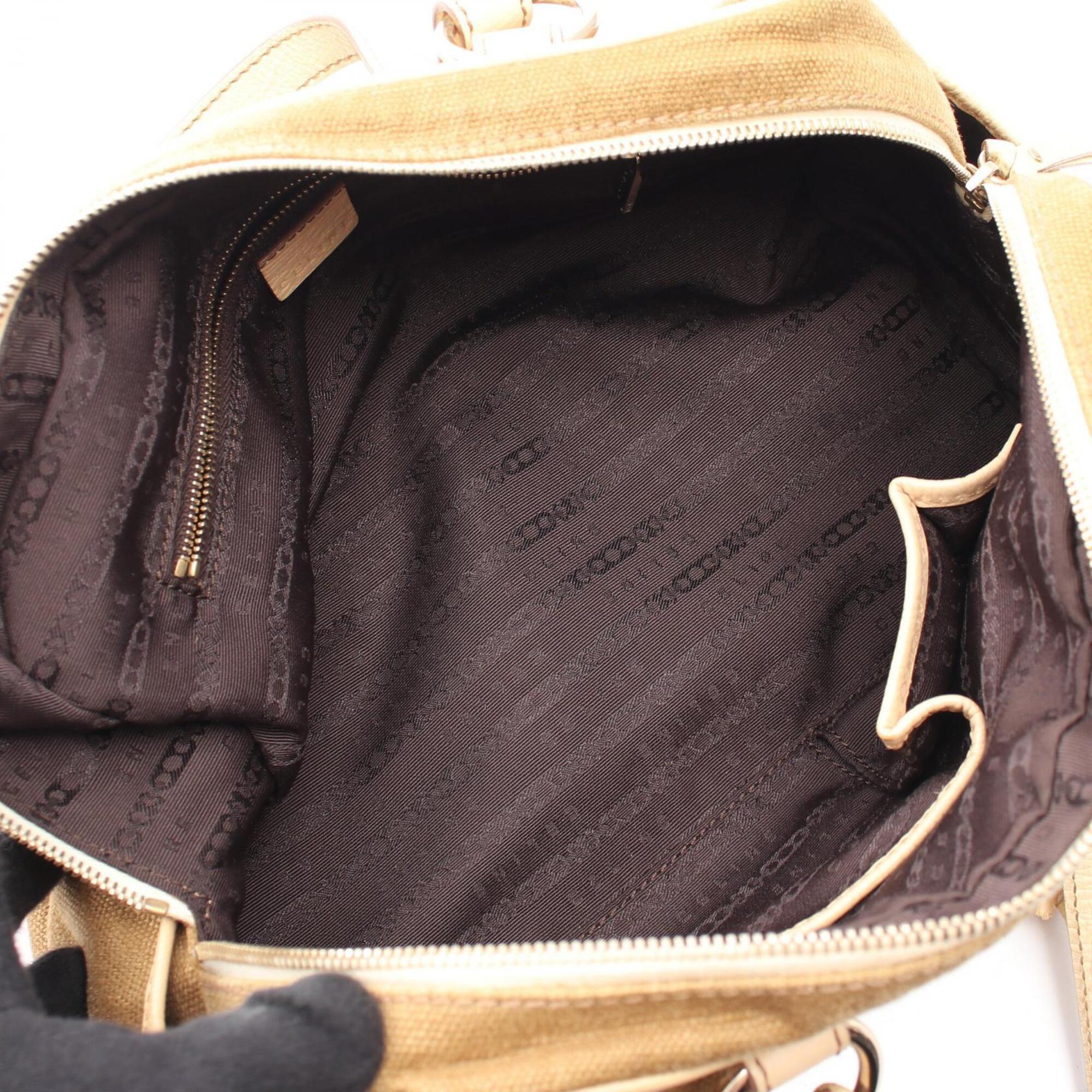 Celine Beige Khaki Canvas Leather Handbag (Pre-Owned)