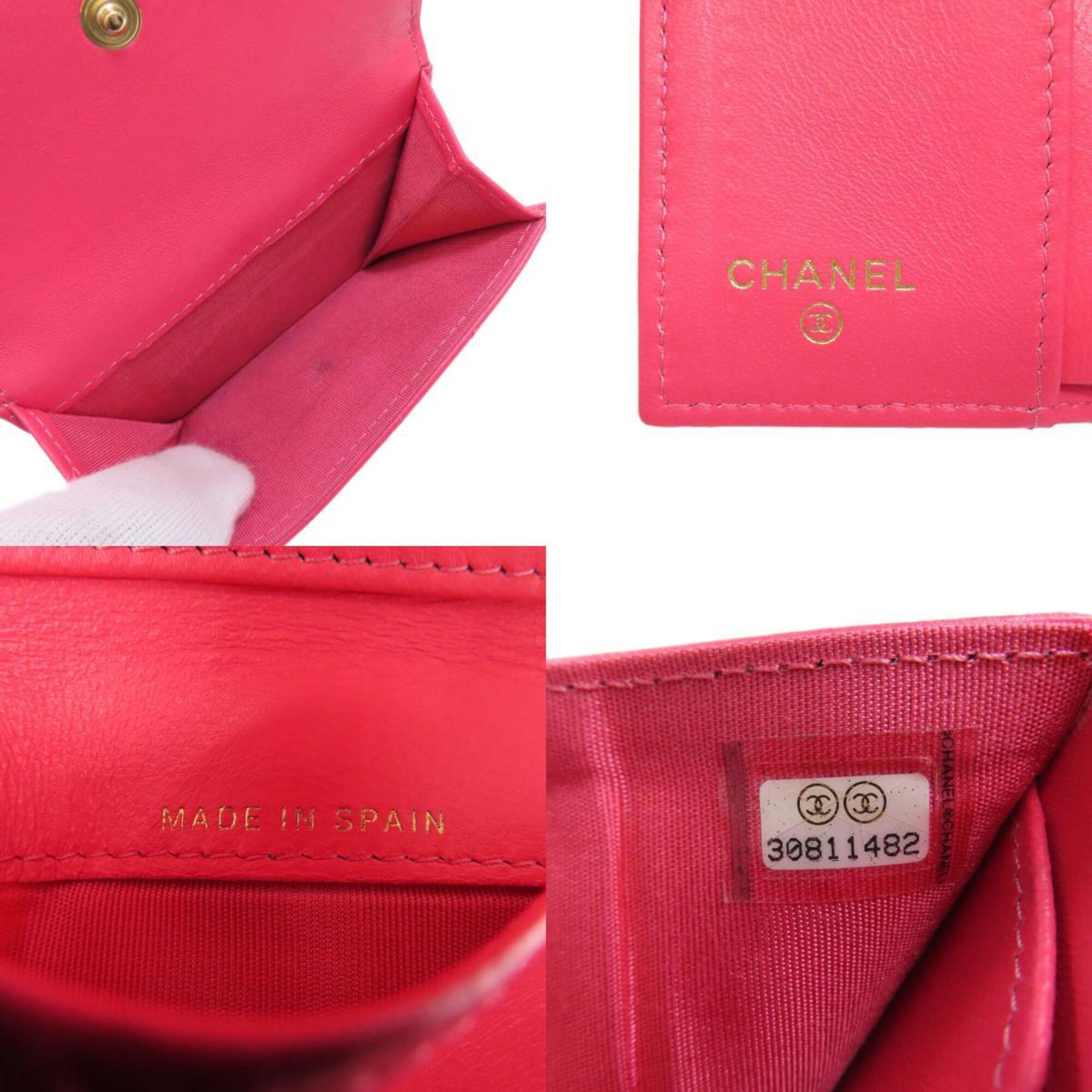 Chanel Boy Chanel Pink Leather Wallet (Tri-Fold) (Pre-Owned)