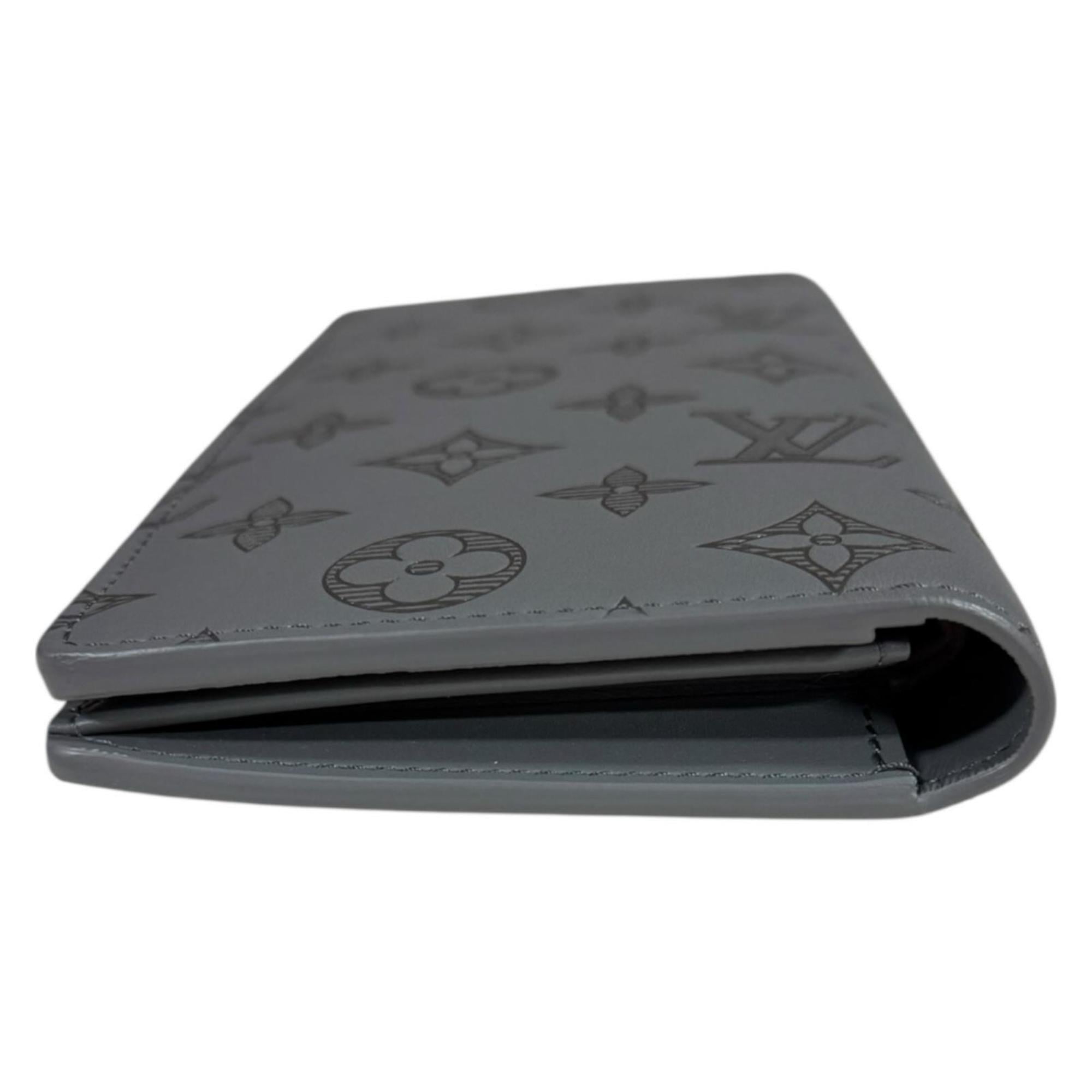 Louis Vuitton Gray Monogram Shadow Long Wallet (Bi-Fold) (Pre-Owned)