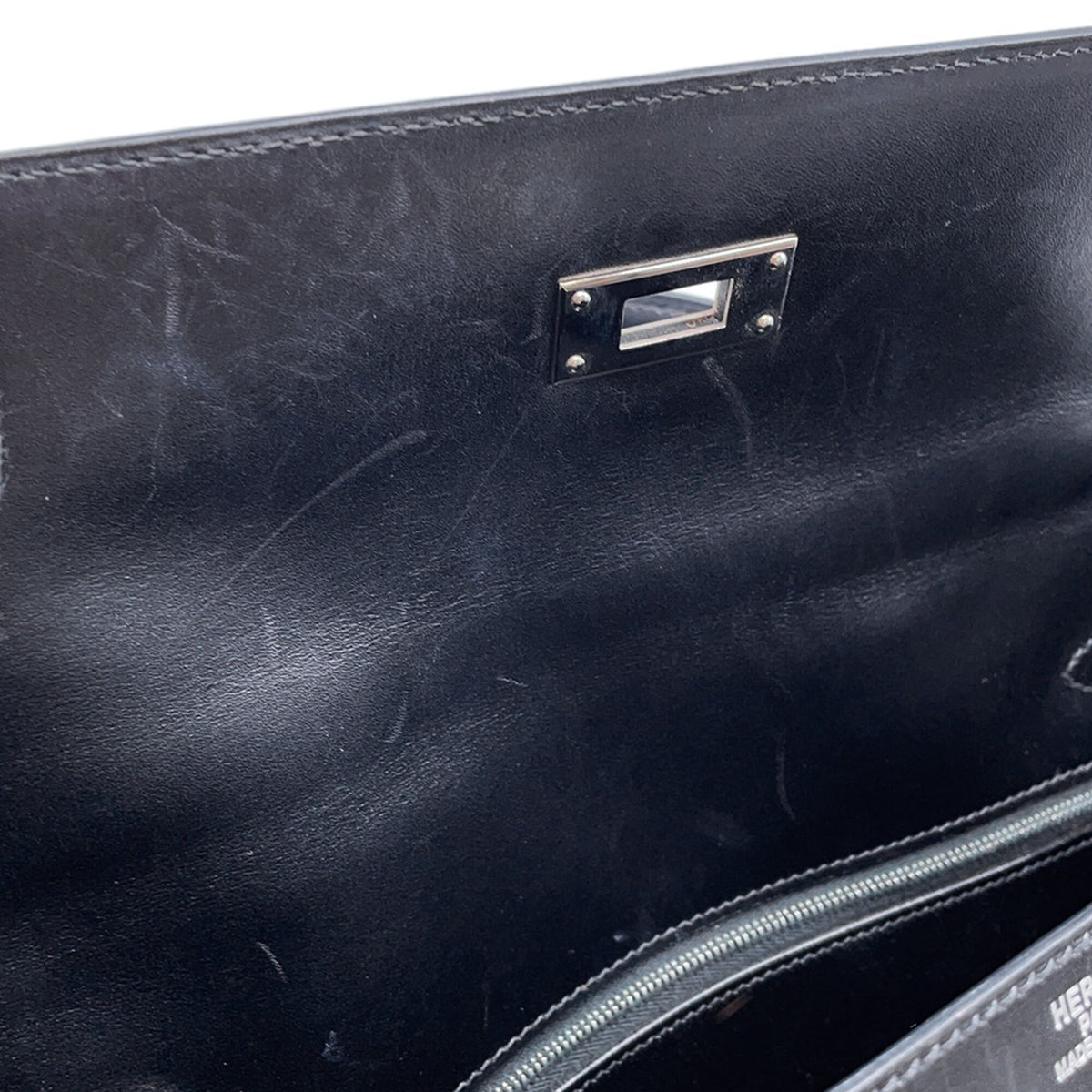 Hermes Kelly Black Box Calf Leather Handbag (Pre-Owned)