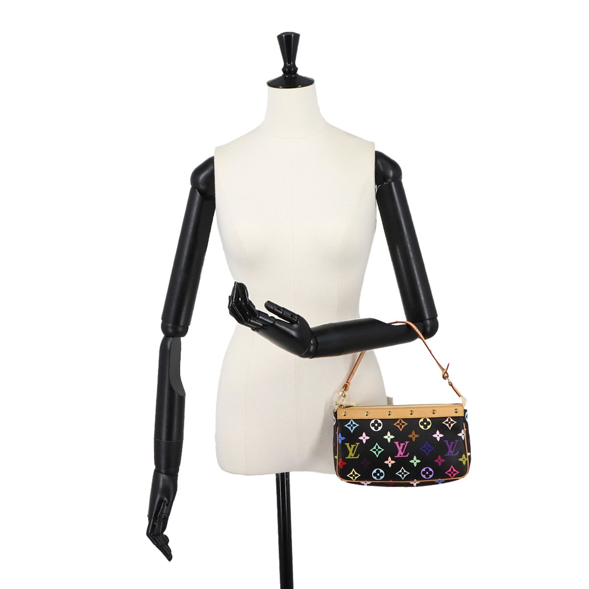 Louis Vuitton Multi-Color Noir Monogram Multicolore Handbag Pochette (Pre-Owned)