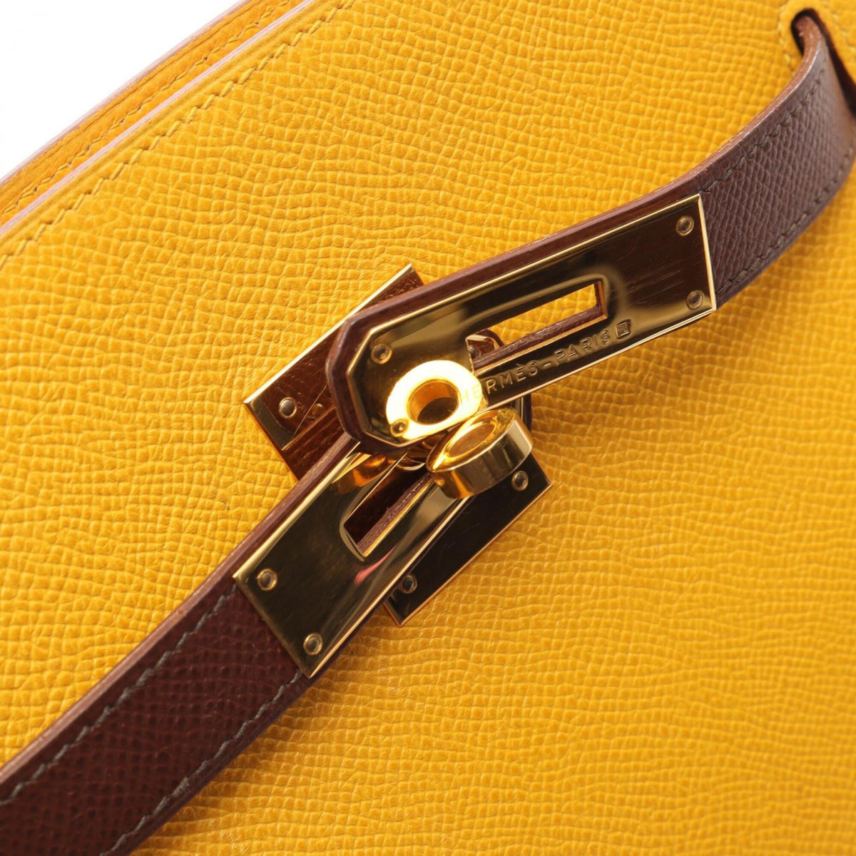 Hermes Brown Havane Yellow Courchevel Leather Handbag Shoulder Bag (Pre-Owned)