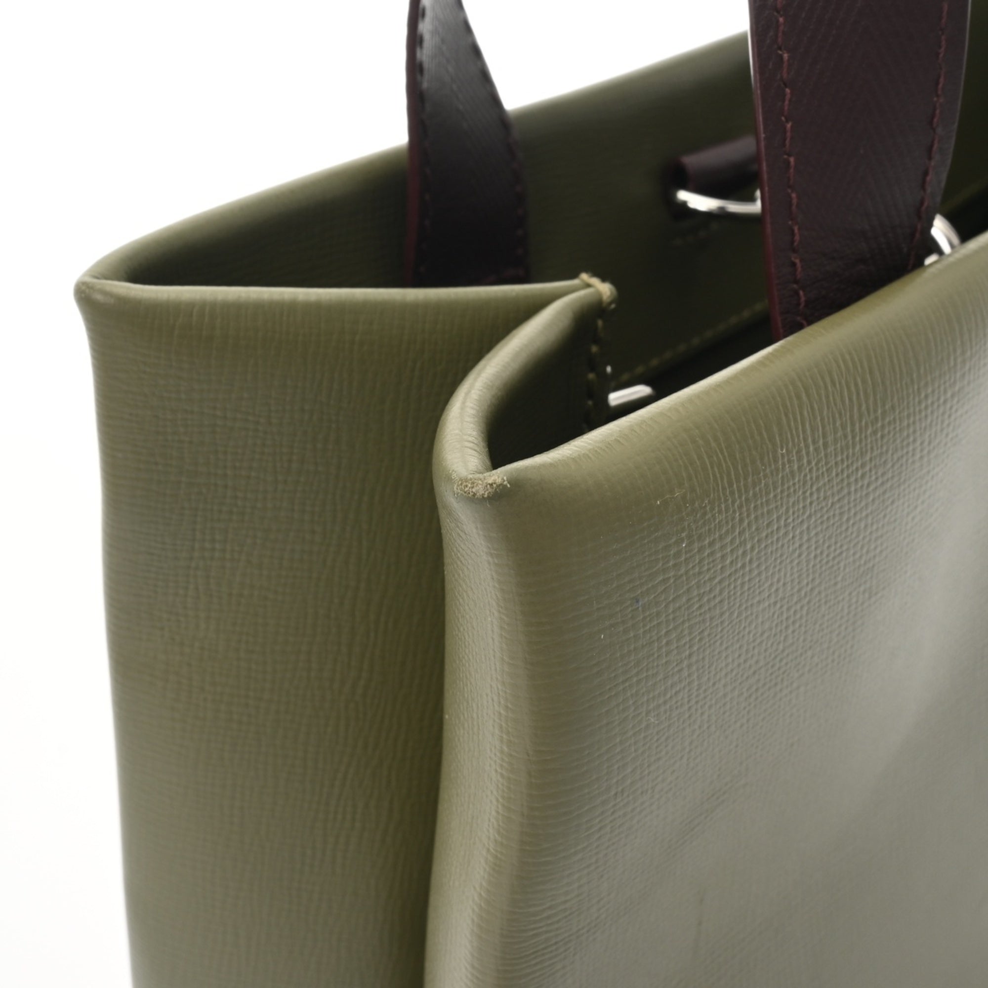 Louis Vuitton Green Khaki Leather Tote Bag (Pre-Owned)
