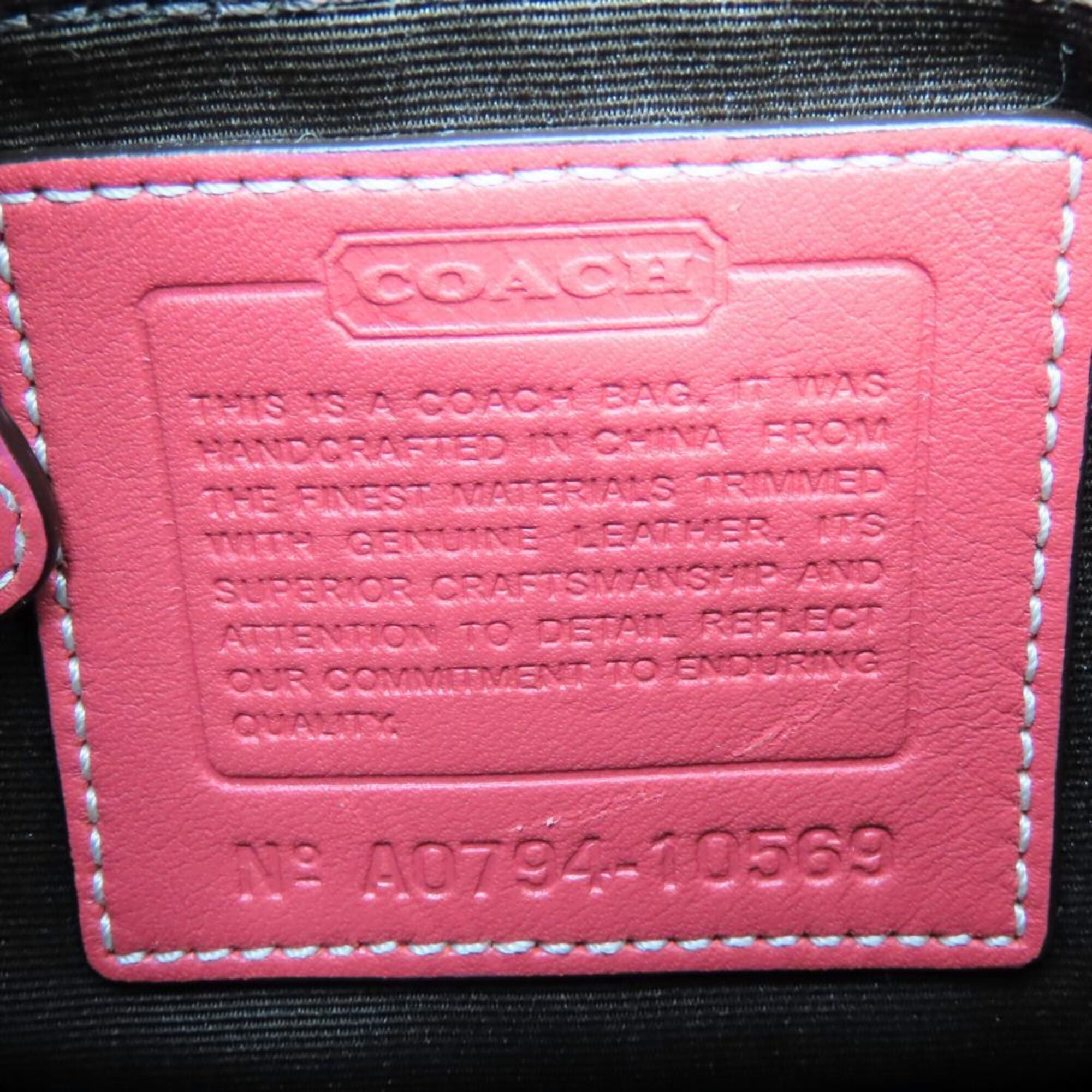 Coach Signature Beige Pink Canvas Leather Pochette Shoulder Bag (Pre-Owned)