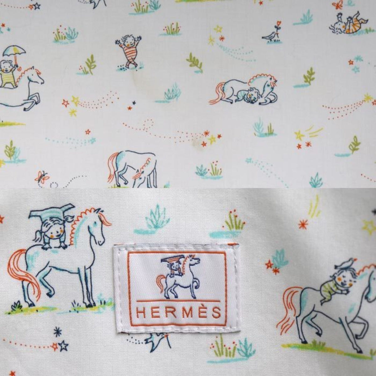 Hermes Blue Gray Toile H Tote Bag (Pre-Owned)