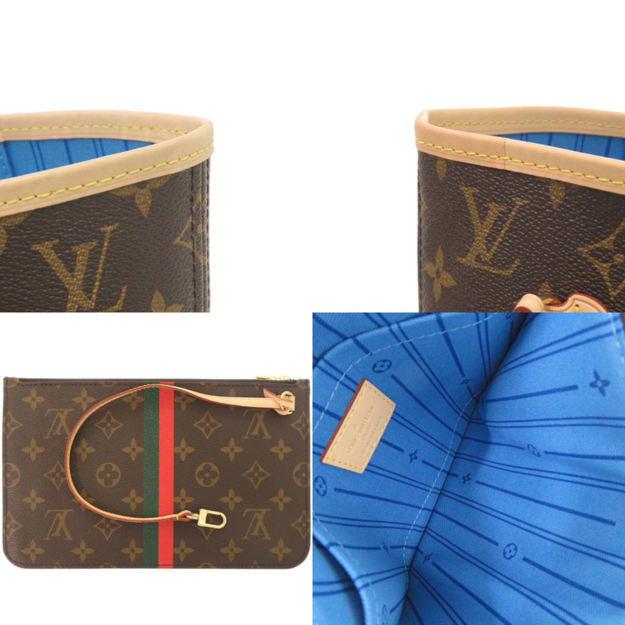 Louis Vuitton Brown Light Blue Monogram Monogram Handbag Tote Bag (Pre-Owned)
