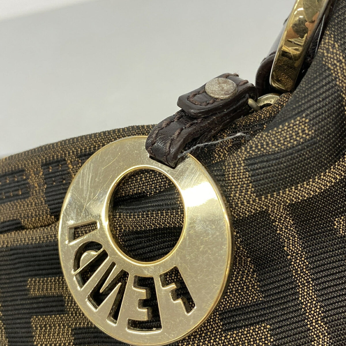 Fendi Brown Nylon Canvas Shoulder Bag (Pre-Owned)