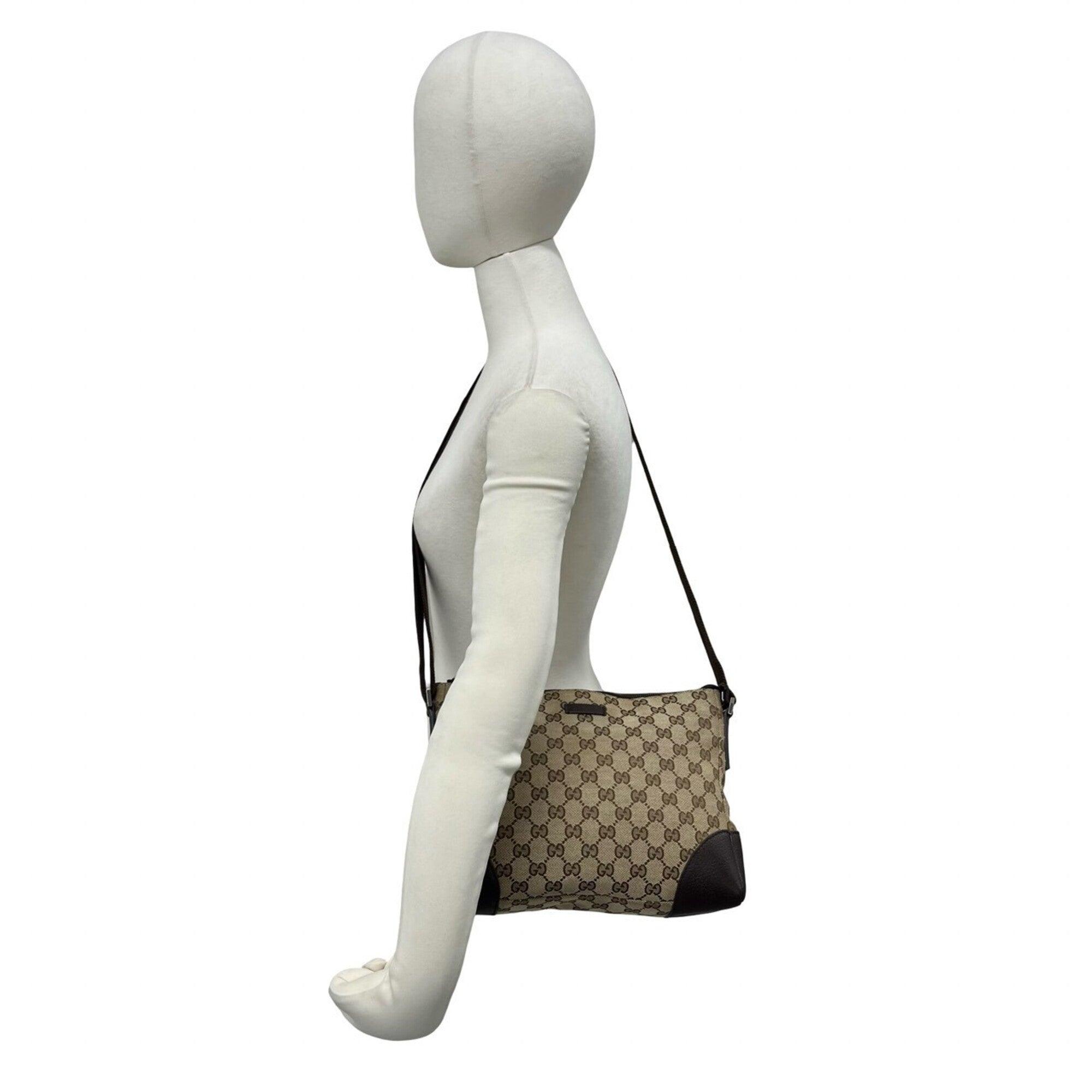 Gucci Brown Canvas Leather Pochette Shoulder Bag (Pre-Owned)