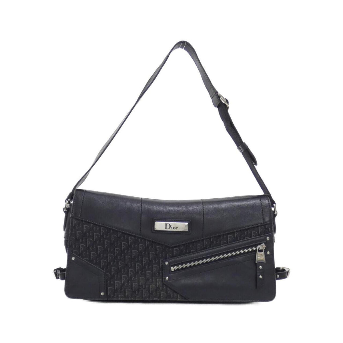 Christian Dior Black Canvas Leather Shoulder Bag (Pre-Owned)
