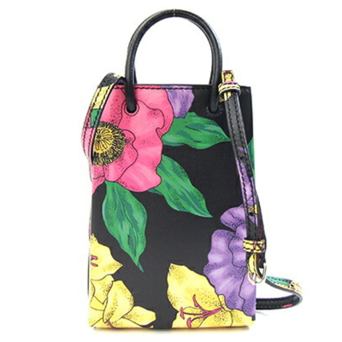 Balenciaga Black Multi-Color Leather Handbag Pochette (Pre-Owned)