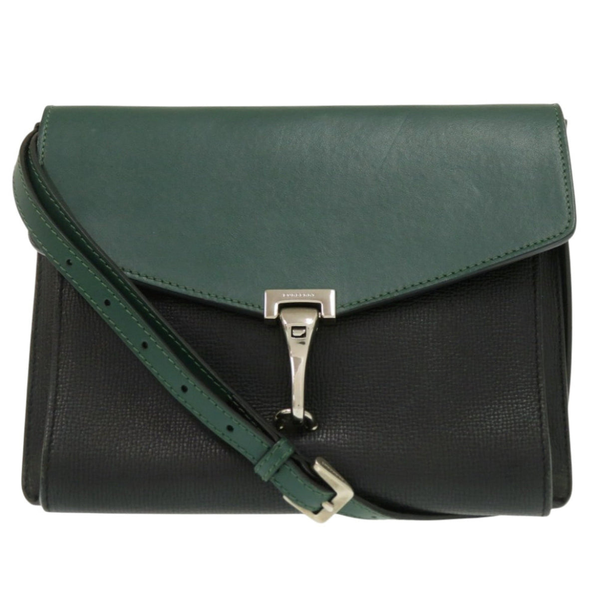 Burberry Beige Black Green Leather Shoulder Bag (Pre-Owned)