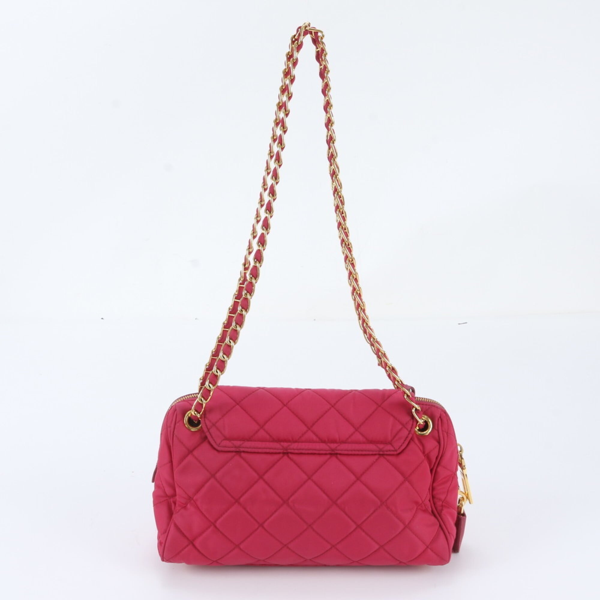 Prada Pink Leather Nylon Handbag Shoulder Bag Tote Bag (Pre-Owned)