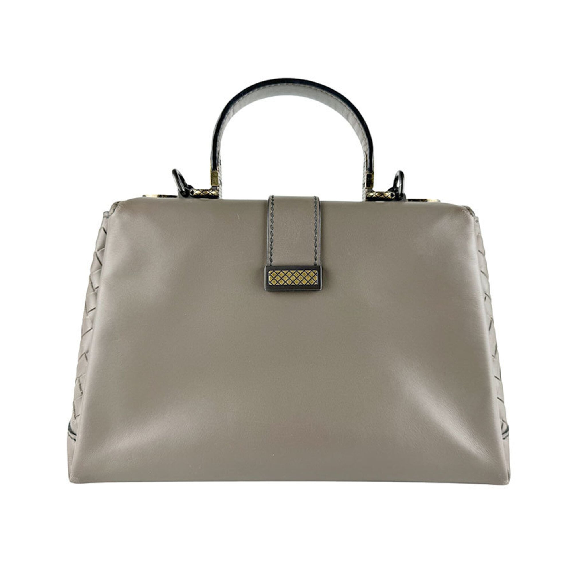Bottega Veneta Grayish Leather Handbag Shoulder Bag (Pre-Owned)