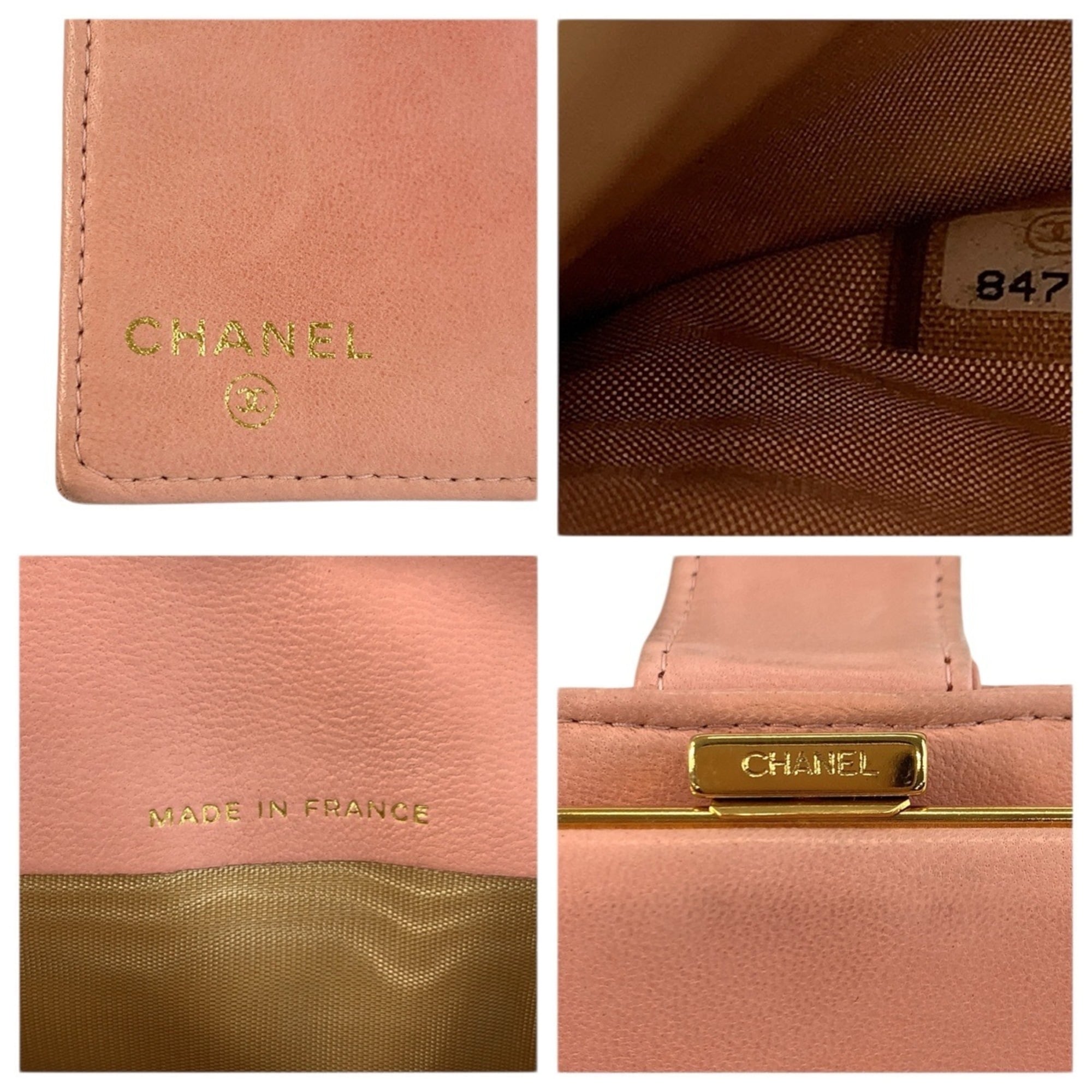 Chanel Pink Leather Middle Wallet (Bi-Fold) (Pre-Owned)