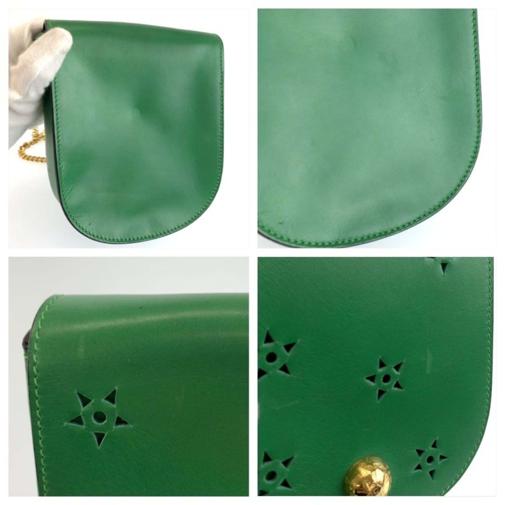 Celine Green Leather Pochette Shoulder Bag (Pre-Owned)