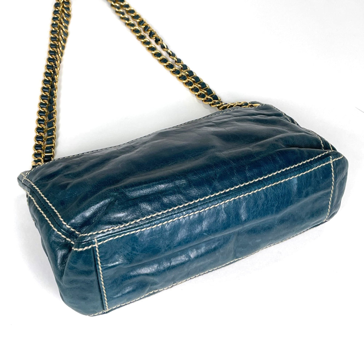 Prada Blue Leather Shoulder Bag (Pre-Owned)