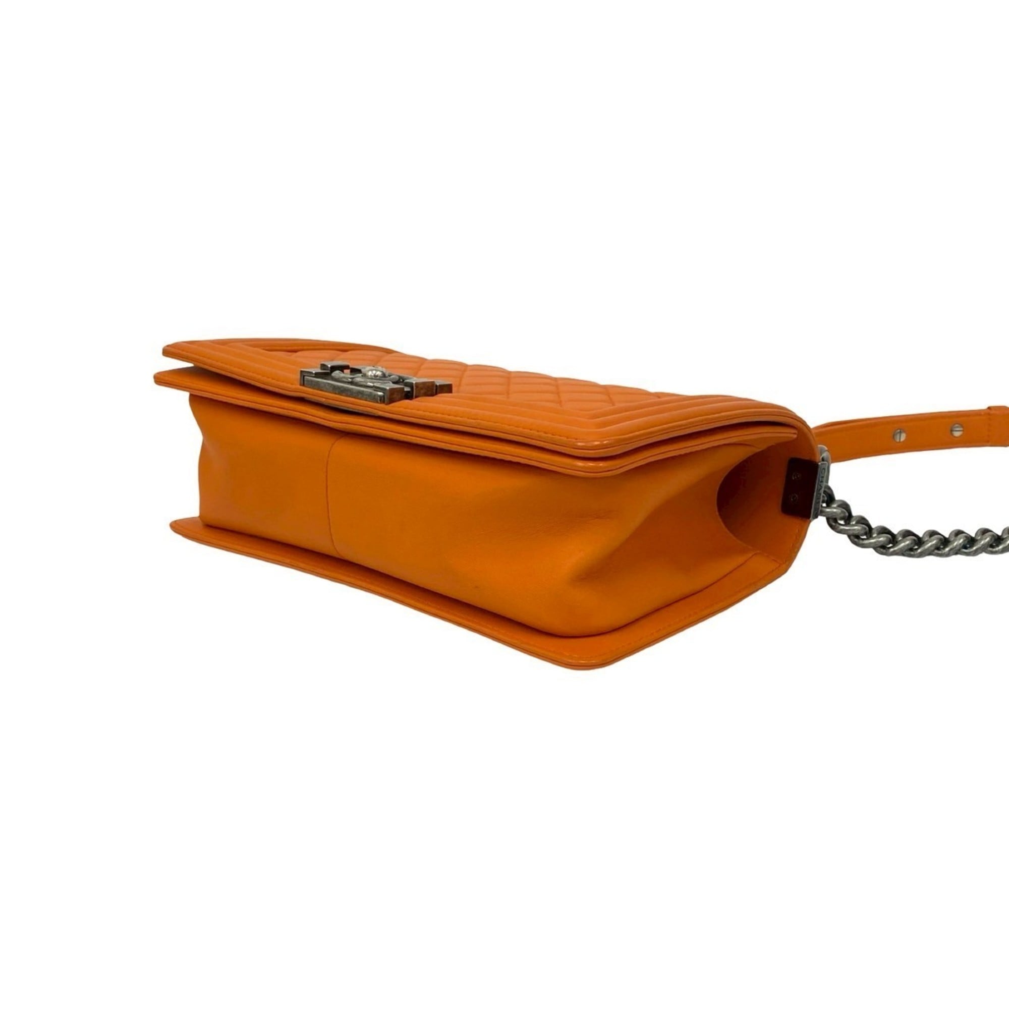 Chanel Orange Leather Pochette Shoulder Bag (Pre-Owned)