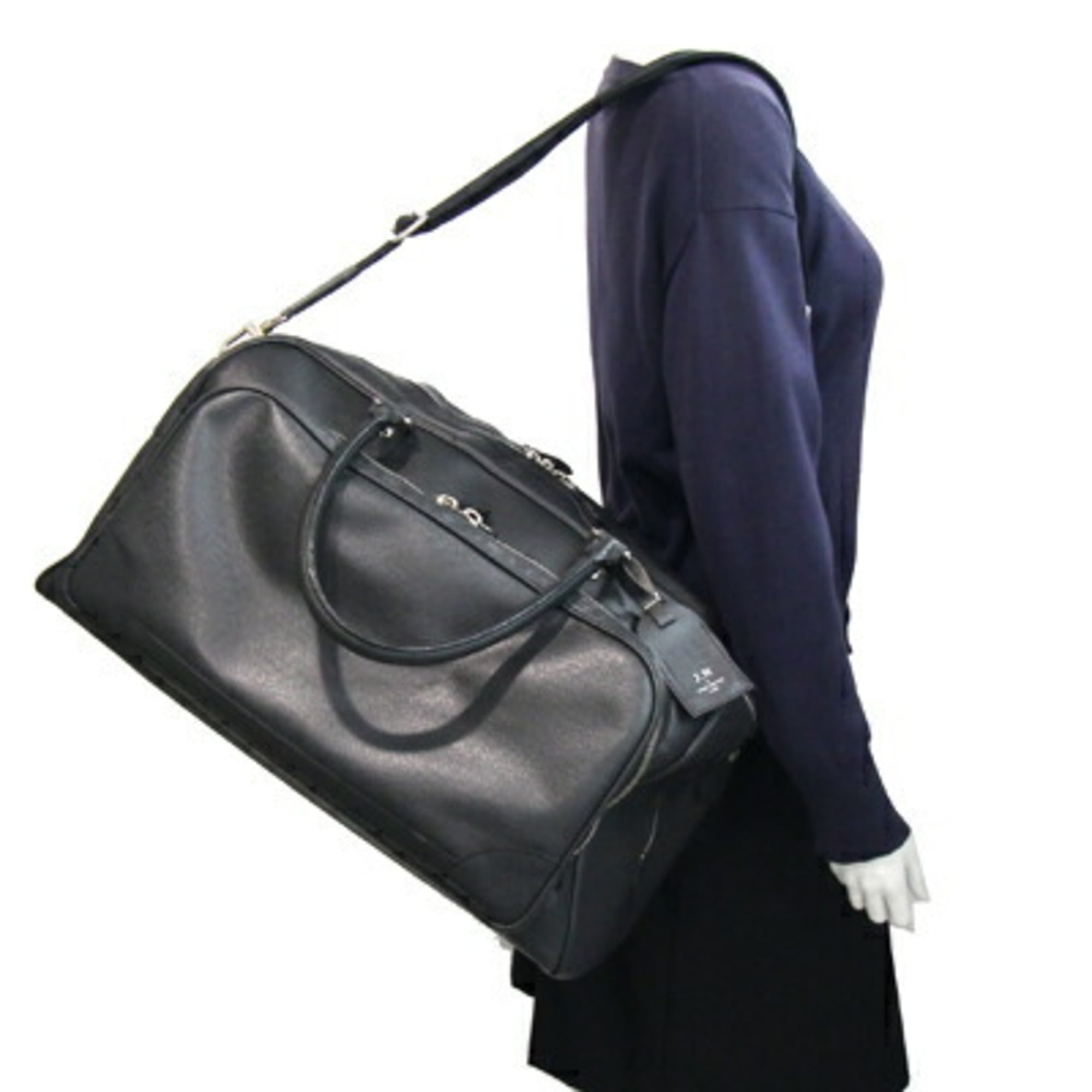 Louis Vuitton Ardoise Black Taiga Leather Leather Boston Bag (Pre-Owned)