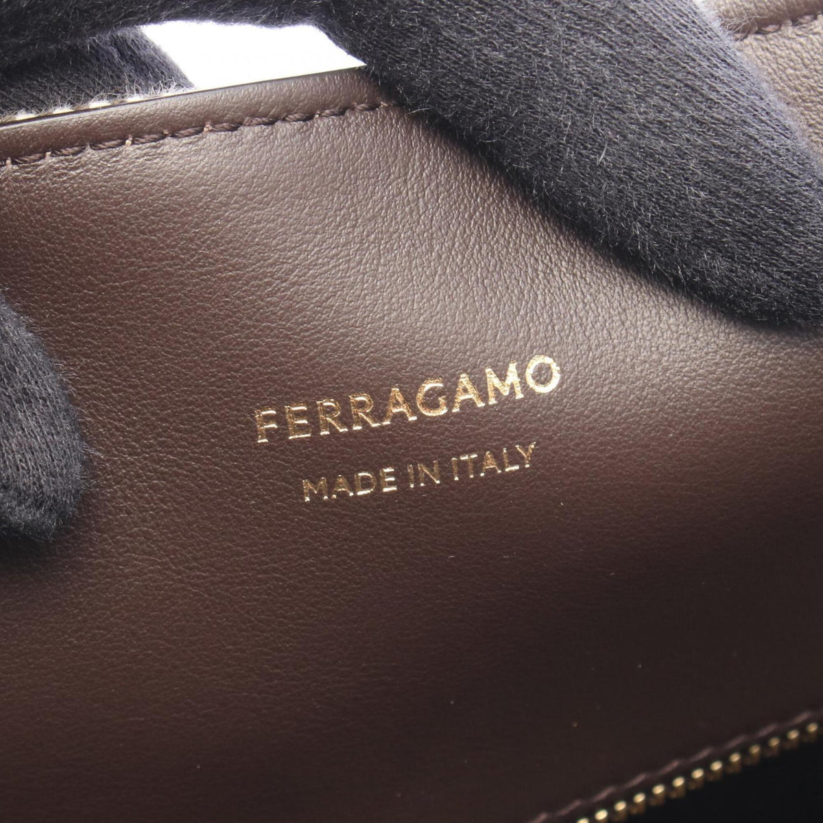 Salvatore Ferragamo Beige Brown Canvas Leather Handbag Tote Bag (Pre-Owned)