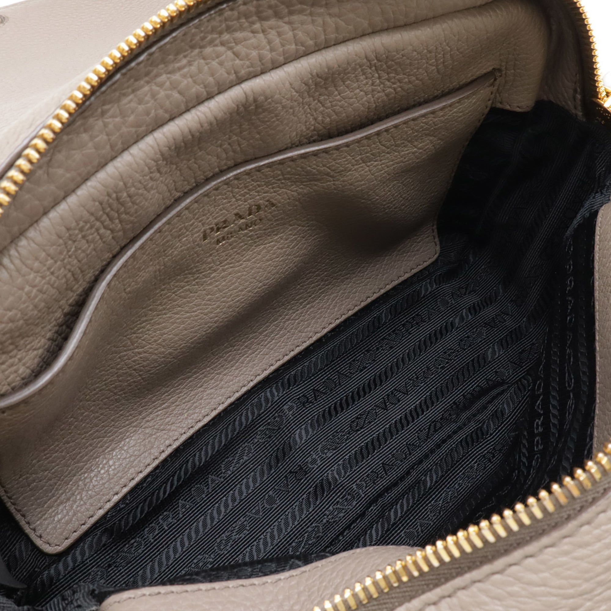 Prada Grayish Leather Pochette Shoulder Bag (Pre-Owned)
