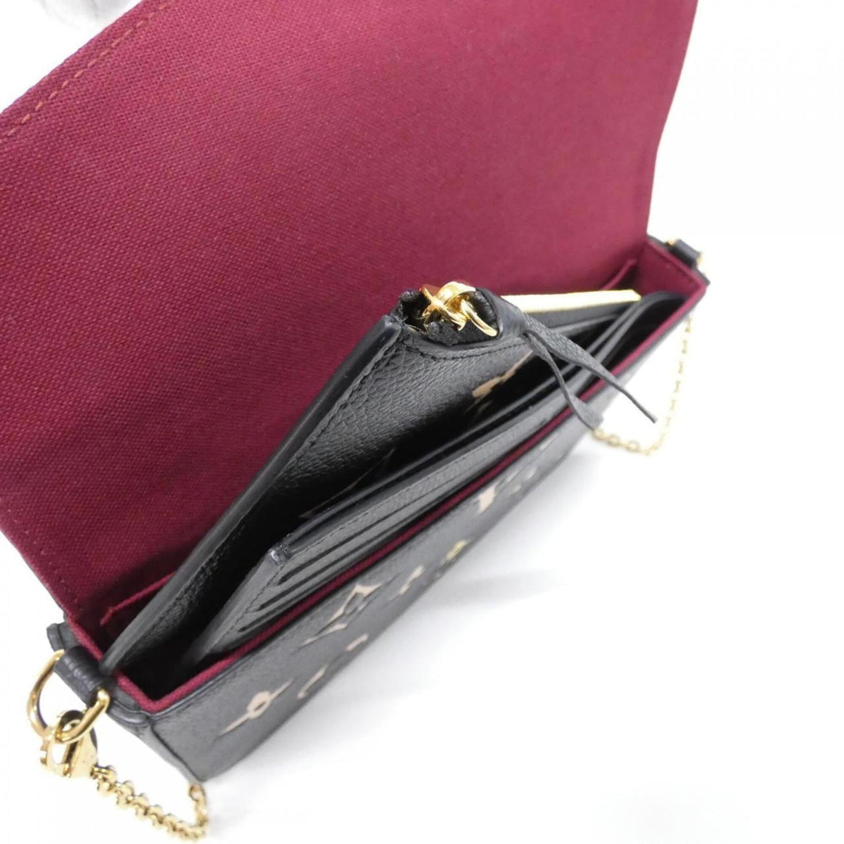 Louis Vuitton Beige Black Leather Pochette Shoulder Bag (Pre-Owned)